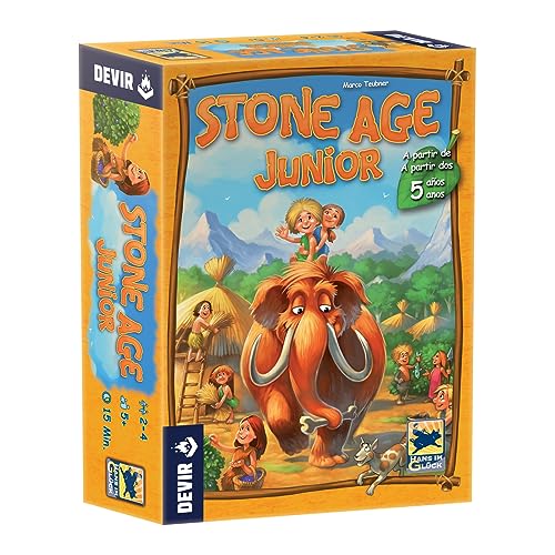 Devir - Stone Age Junior, Juego de Mesa Familiar, Educativo, 5 años (BGJSTONE)