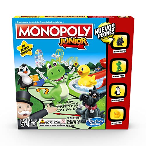 Hasbro Gaming, Monopoly Junior Multicolor, Mi Primer Juego de Mesa, Fiestas Familiares, Coordinación Mano-Ojo, 4 Peones de Colores,...
